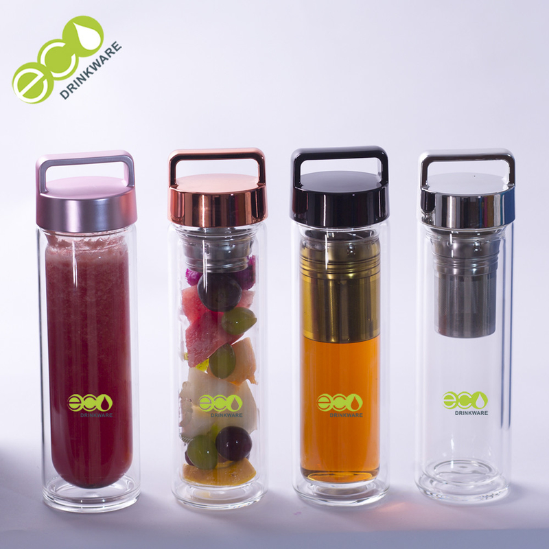 450ML 16OZ Unbreakable Glass Water Bottle with silk printing Logo